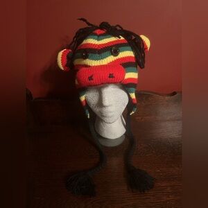 Colorful Knit Animal Reggae Hat with Ear Flaps